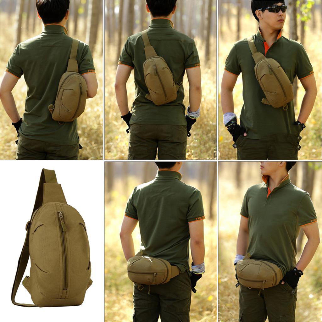 Outdoor MOLLE Waist Belt Bag Chest Sling Shoulder Pack Pouch Borwn