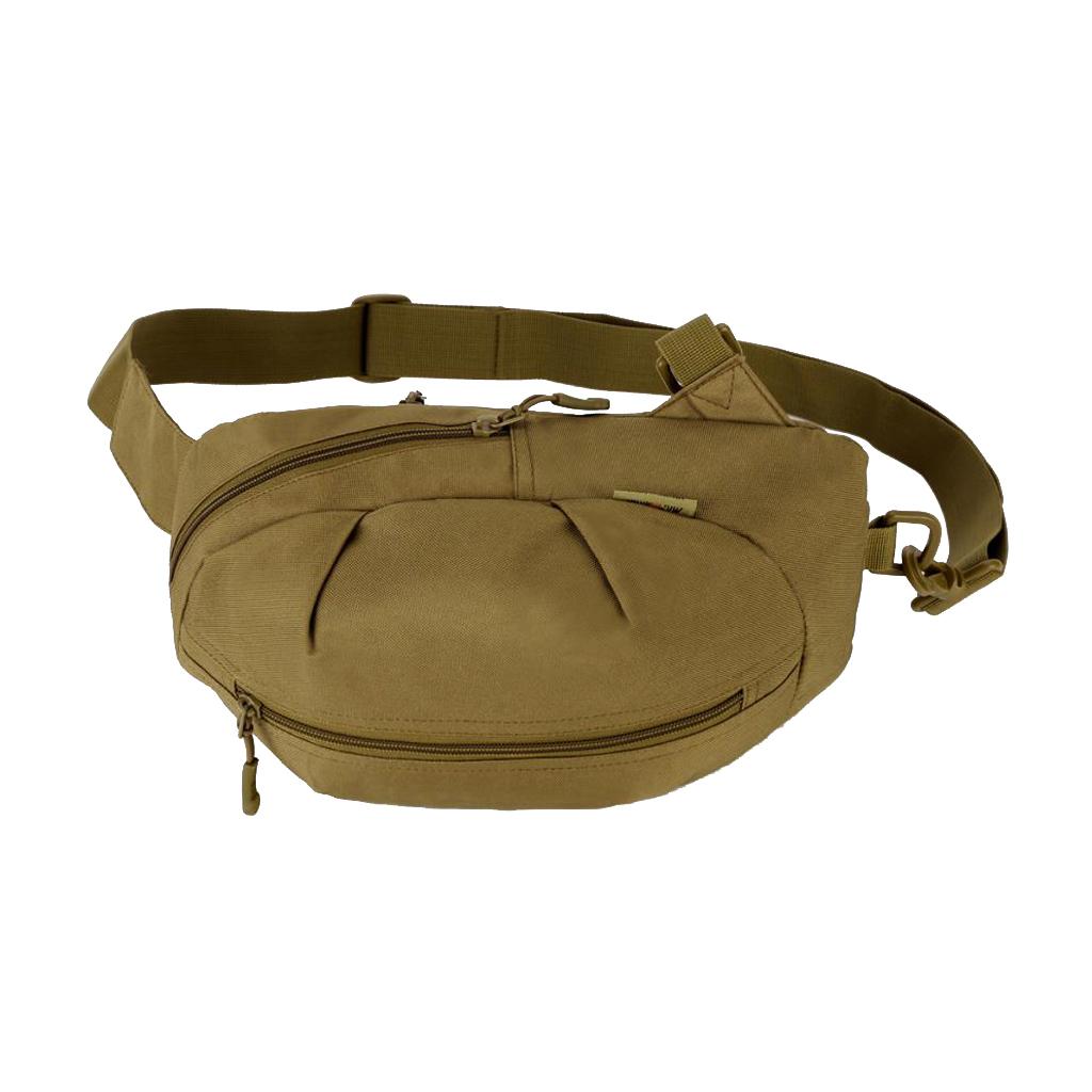 Outdoor MOLLE Waist Belt Bag Chest Sling Shoulder Pack Pouch Borwn