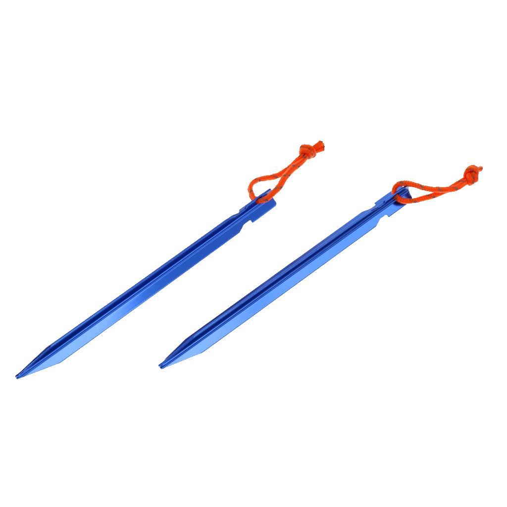 10 Pieces Tent Pegs & 4mm Reflective Guy Lines Cord Tensioner Pouch Set Blue