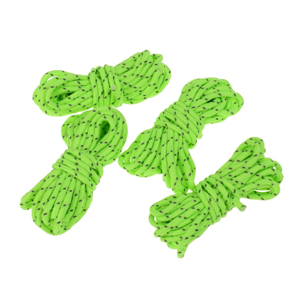 10 Pieces Tent Pegs & 4mm Reflective Guy Lines Cord Tensioner Pouch Set Blue