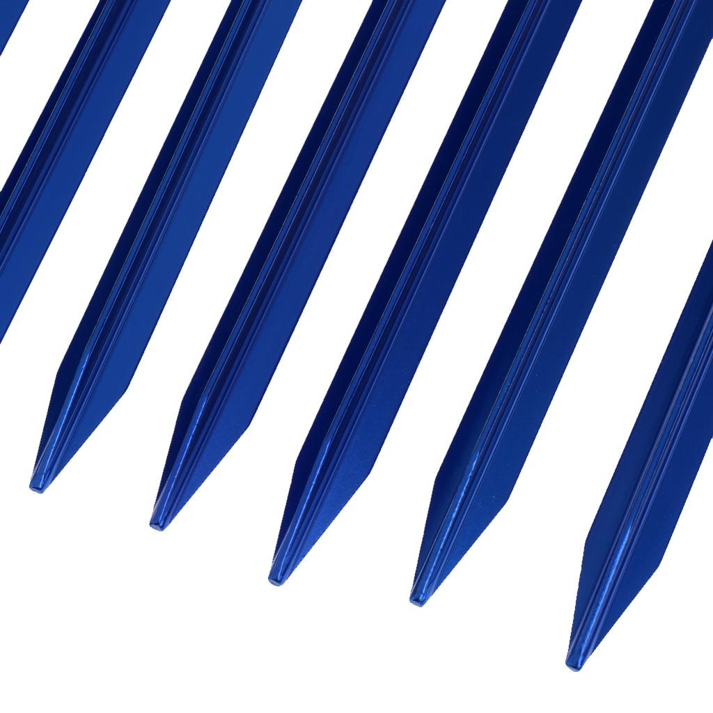 10 Pieces Tent Pegs & 4mm Reflective Guy Lines Cord Tensioner Pouch Set Blue