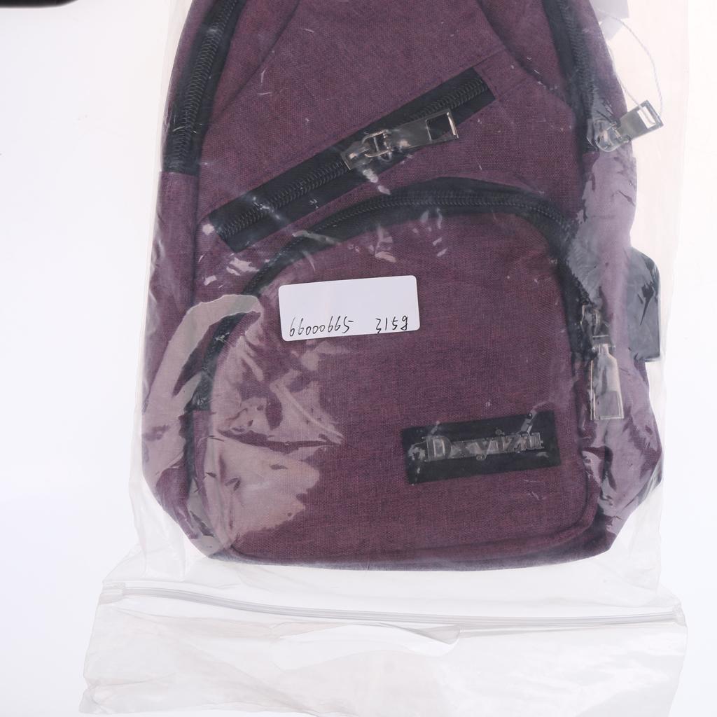 Sport Sling Shoulder Cross Body Chest Pack Bag with USB Charging Port Purple