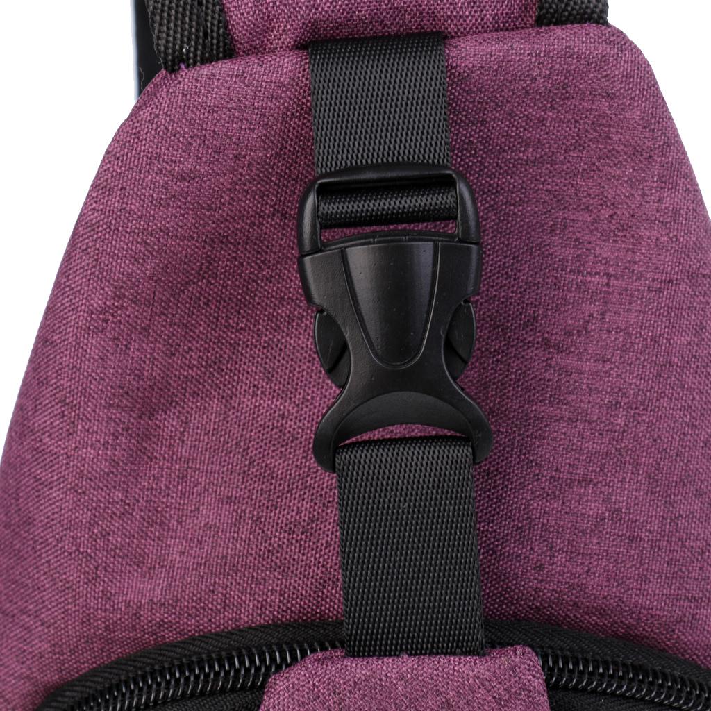 Sport Sling Shoulder Cross Body Chest Pack Bag with USB Charging Port Purple