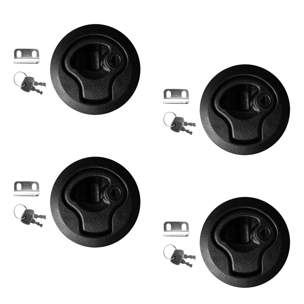 Black 2 Flush Pull Slam Latch for Marine Boat Hatch 1/4" Door Lock 4 Pcs"