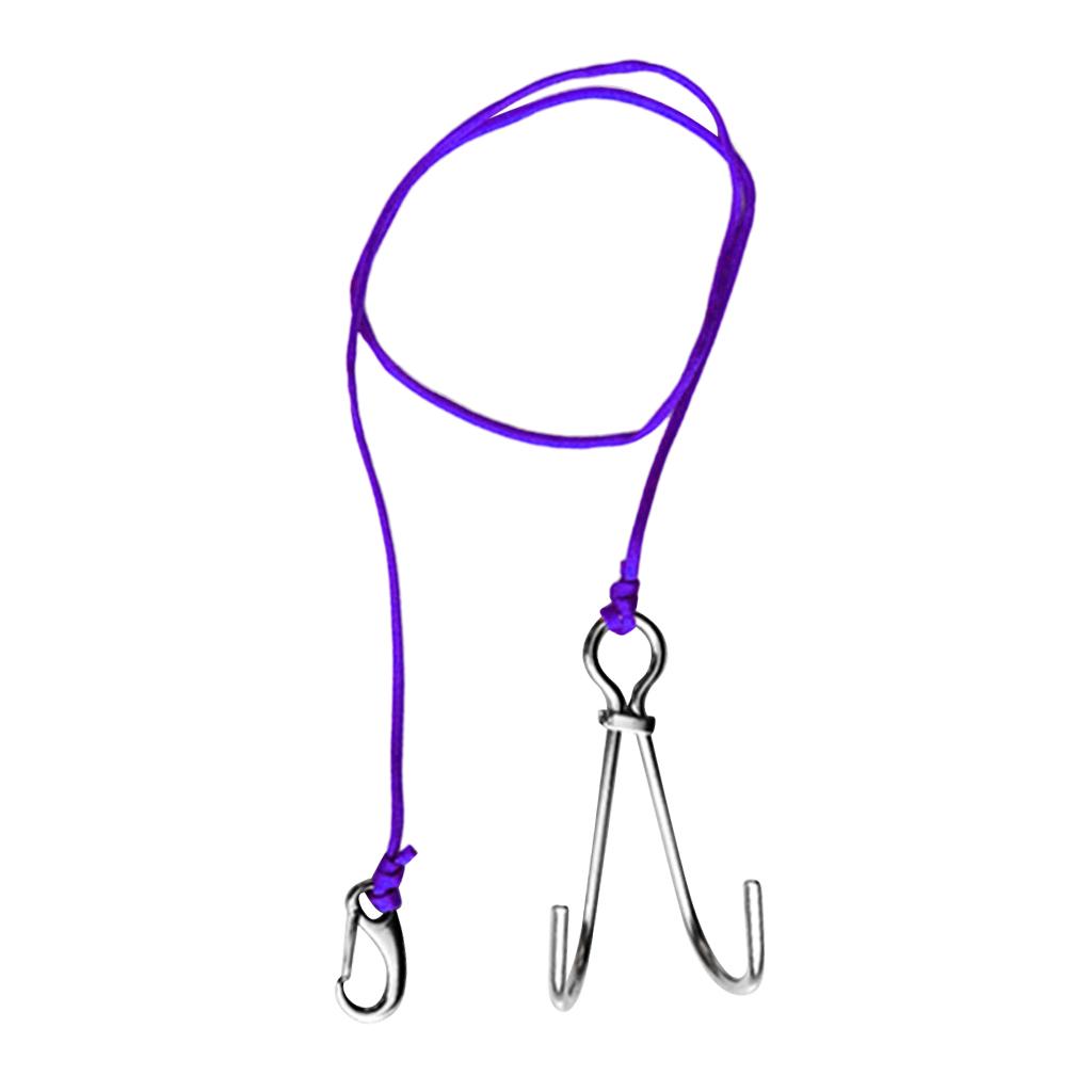 Scuba Diving Double Dual 316 Stainless Steel Reef Hook with Line Purple