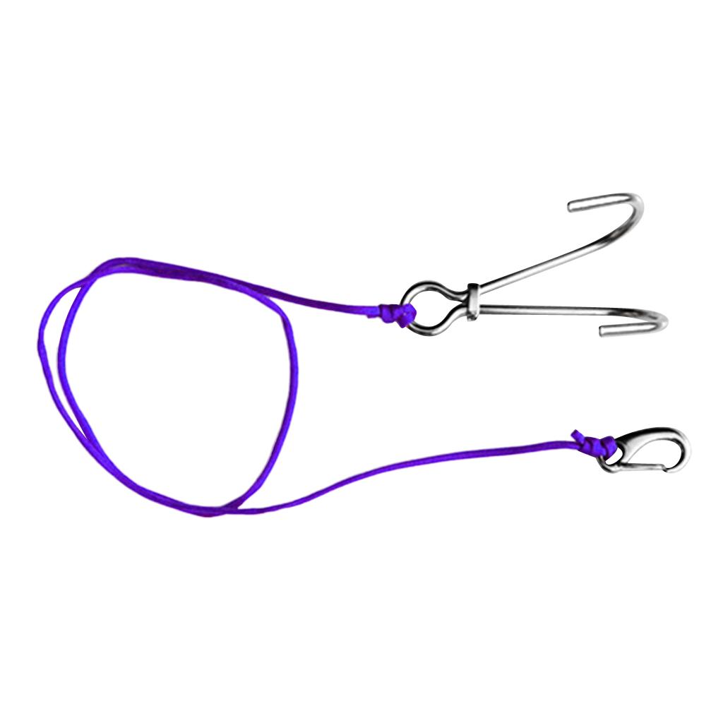 Scuba Diving Double Dual 316 Stainless Steel Reef Hook with Line Purple