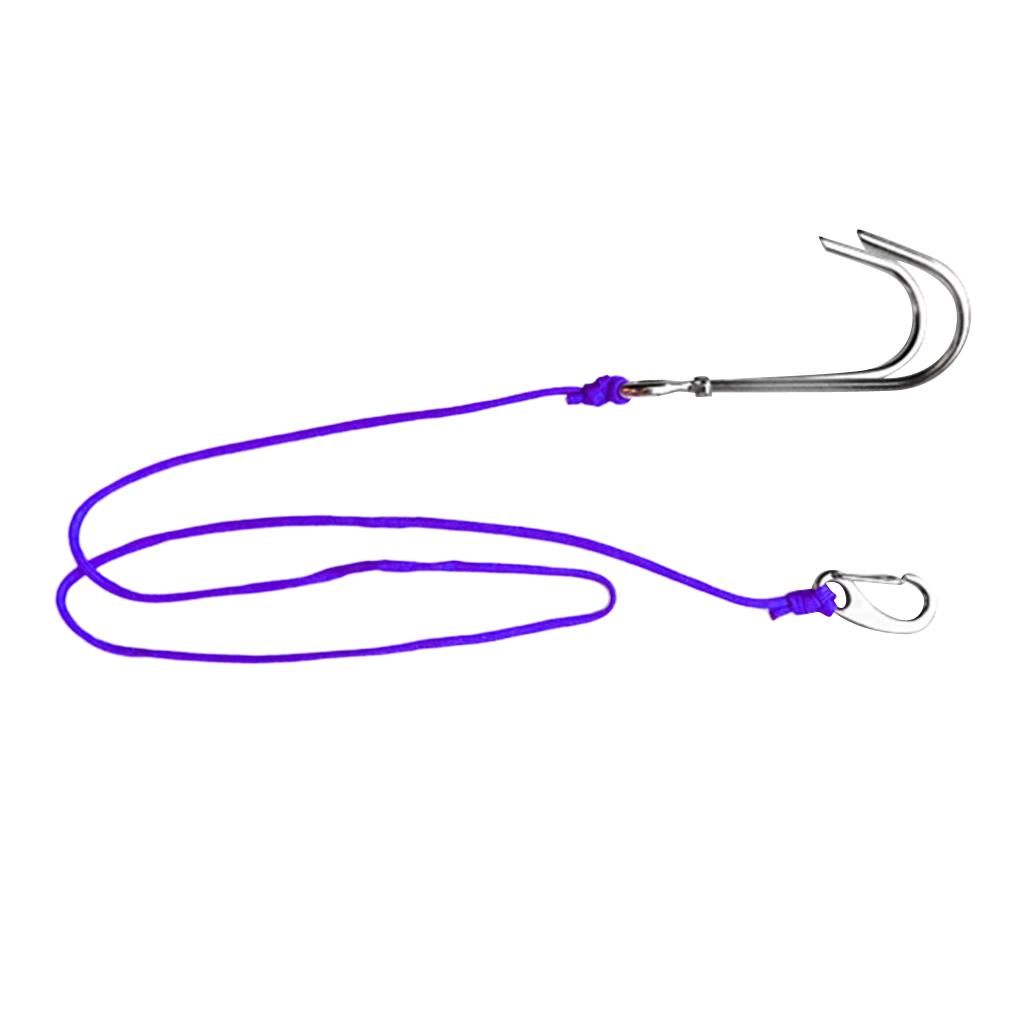 Scuba Diving Double Dual 316 Stainless Steel Reef Hook with Line Purple