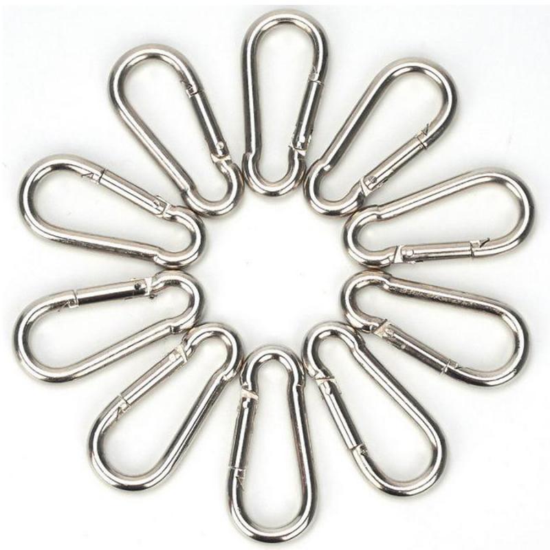 10 Piece Stainless Steel Carabiner Clip Snap Spring Fast Hook Buckle M4*40mm
