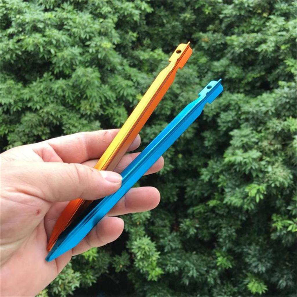 5 Piece Outdoor Camping Fishing Awning 18cm Aluminum Tent Stakes Pegs Orange