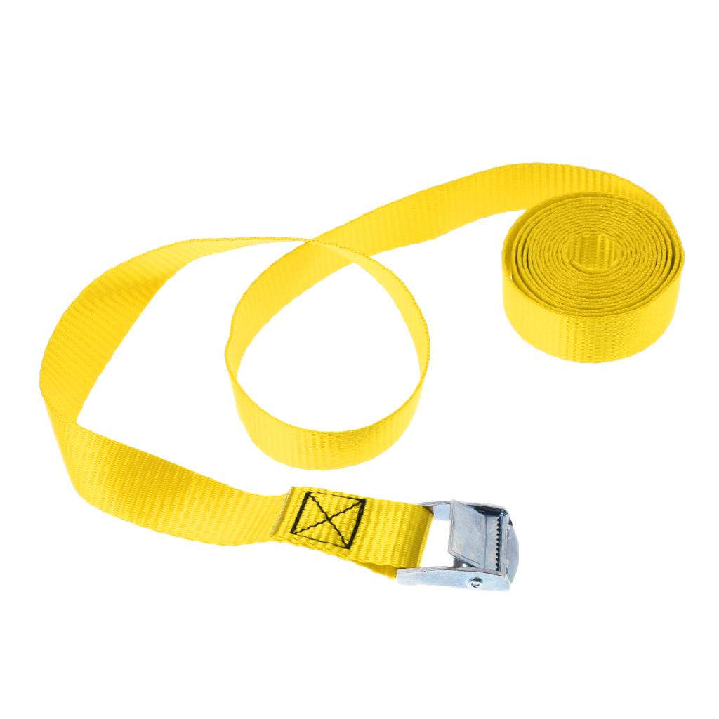 Heavy Duty Cam Buckle Tie Down Straps Roof Racks Trailers 25mm x 2.5m Yellow