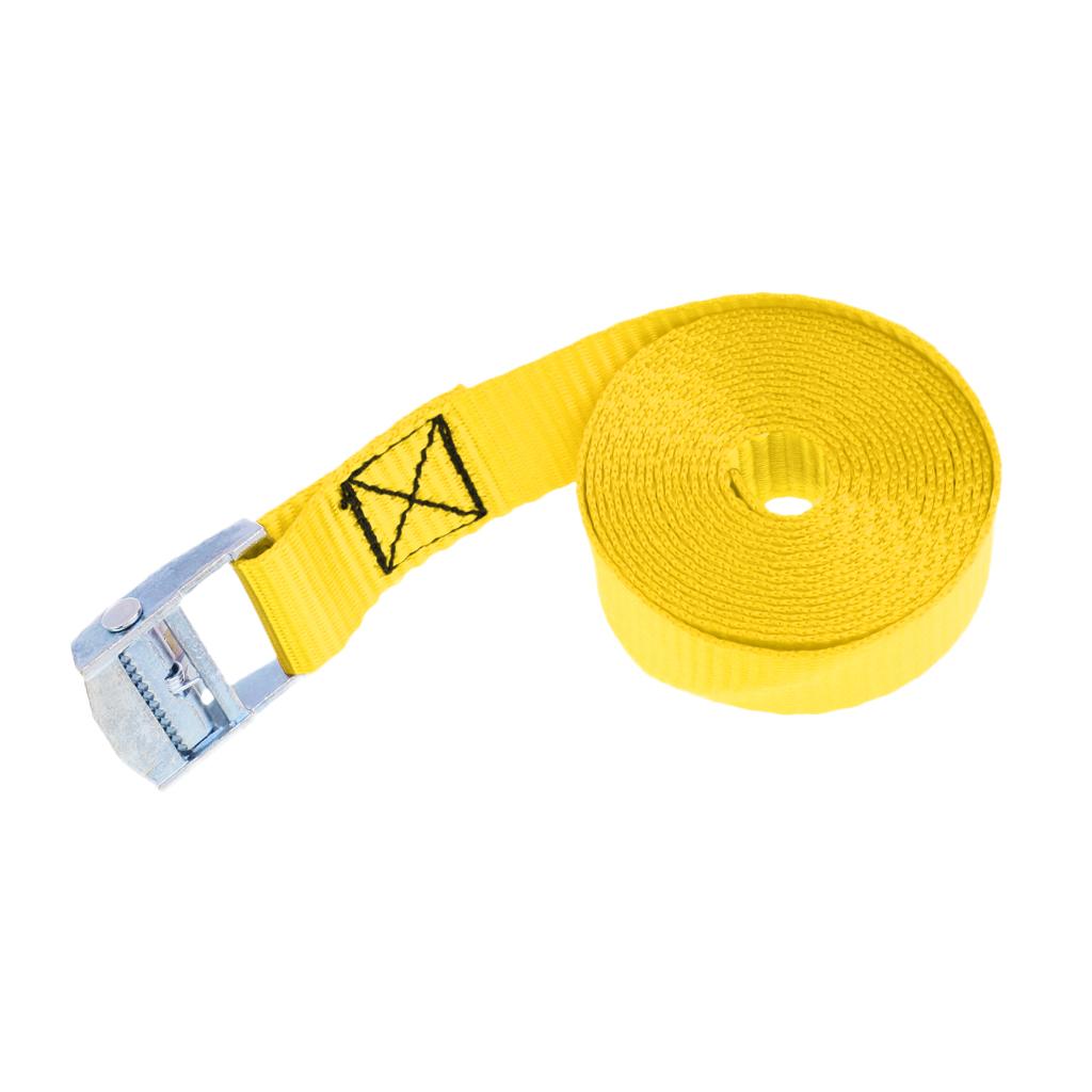 Heavy Duty Cam Buckle Tie Down Straps Roof Racks Trailers 25mm x 2.5m Yellow