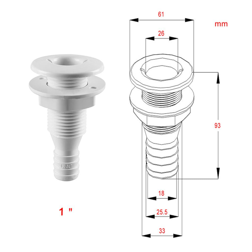 2 Pieces 1 Nylon Thru-Hull Bilge Pump and Aerator Hose Fitting for Boats"