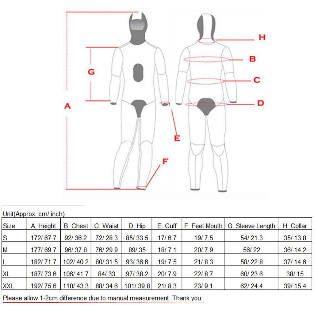 Mens Camo Full Body 2-Piece Set 3mm Neoprene Diving Wetsuit XXL Blue Camo