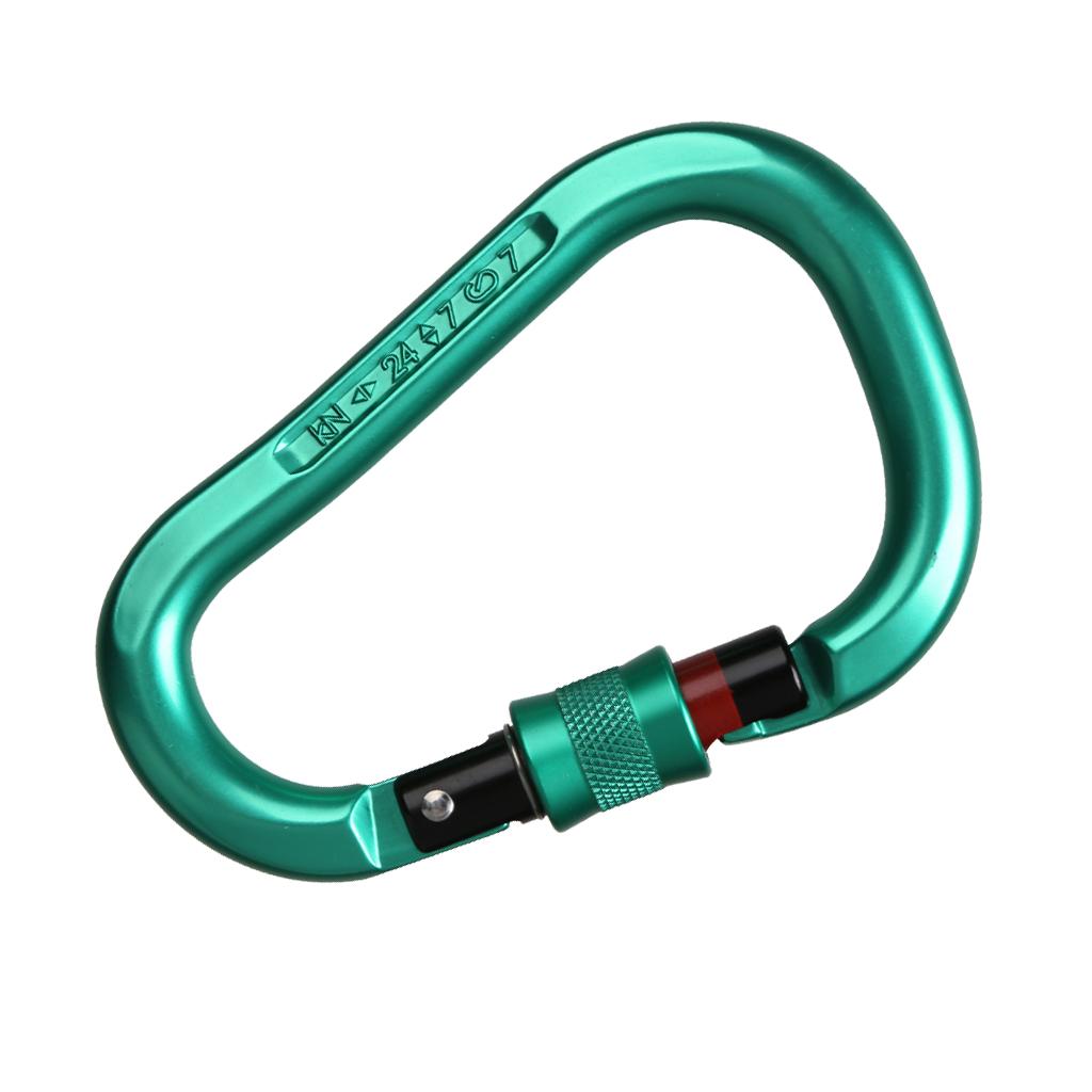 24KN Locking Climbing Screwgate Carabiner Screw Lock D-ring Hook Mint green