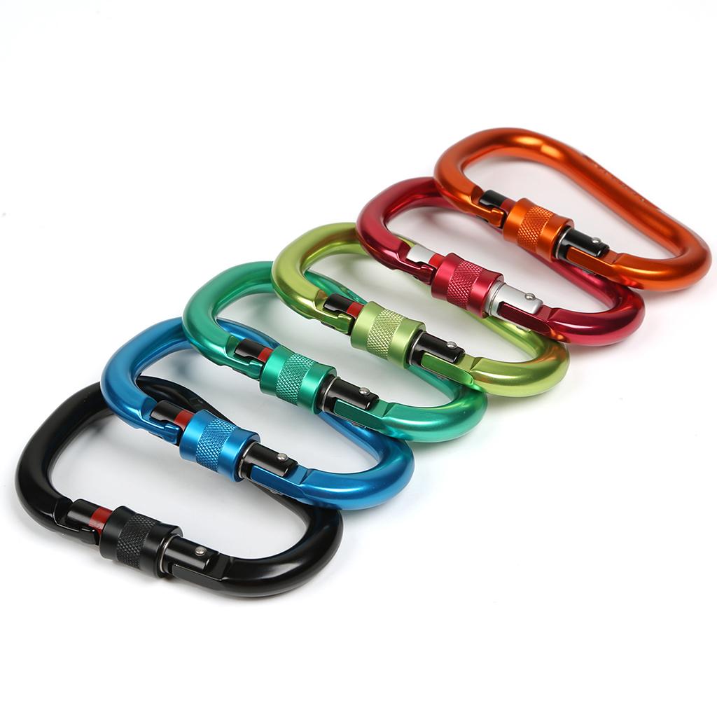 24KN Locking Climbing Screwgate Carabiner Screw Lock D-ring Hook Mint green