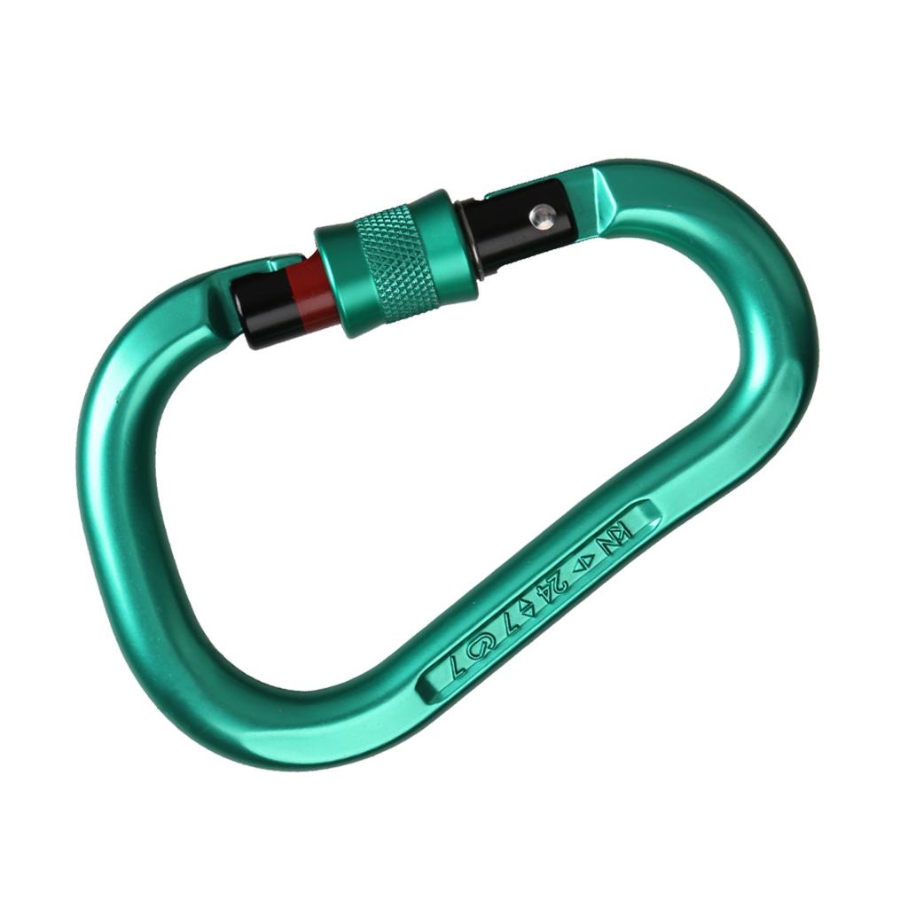 24KN Locking Climbing Screwgate Carabiner Screw Lock D-ring Hook Mint green