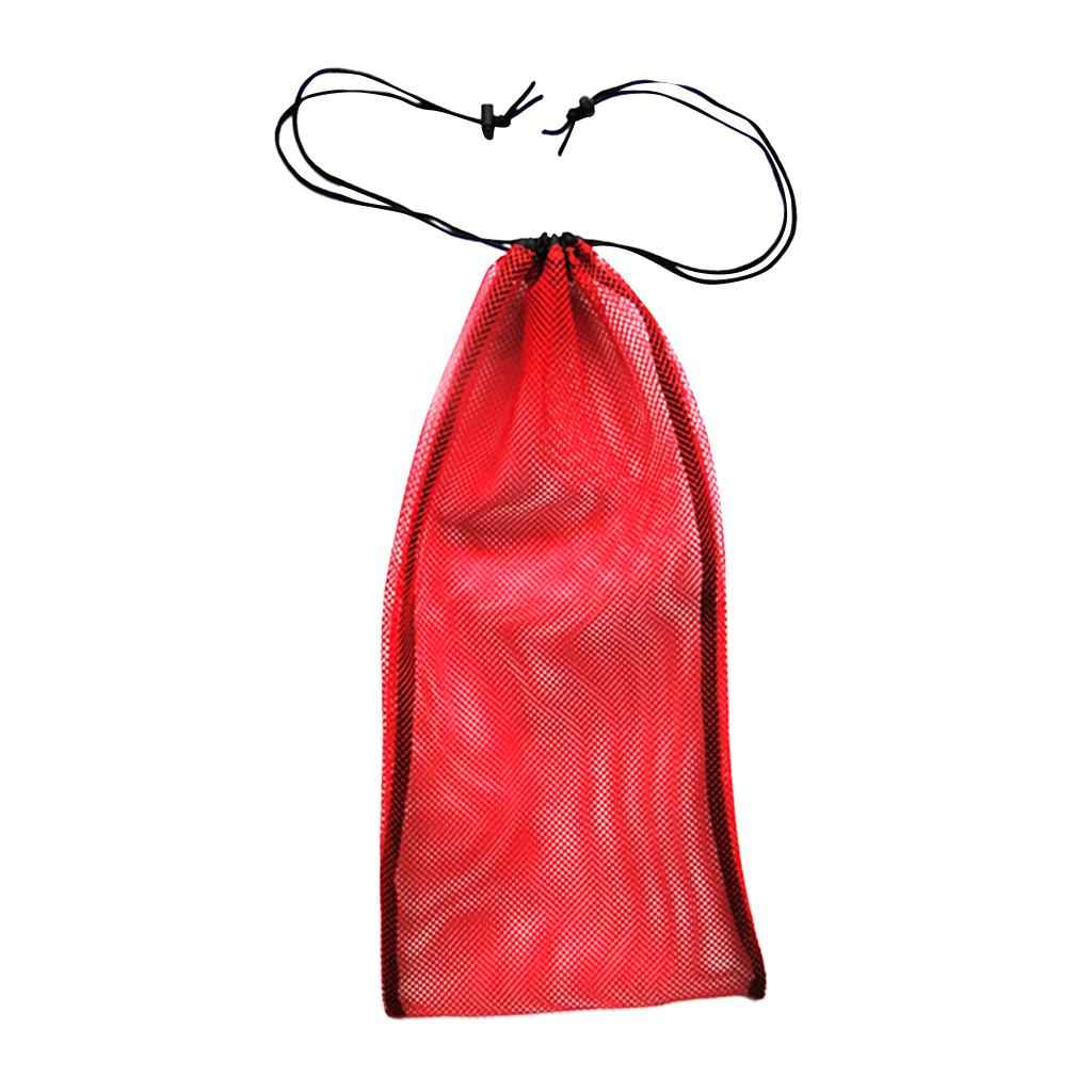 Mesh Drawstring Bag for Snorkeling Equipment Diving Fins Goggles Mask Red