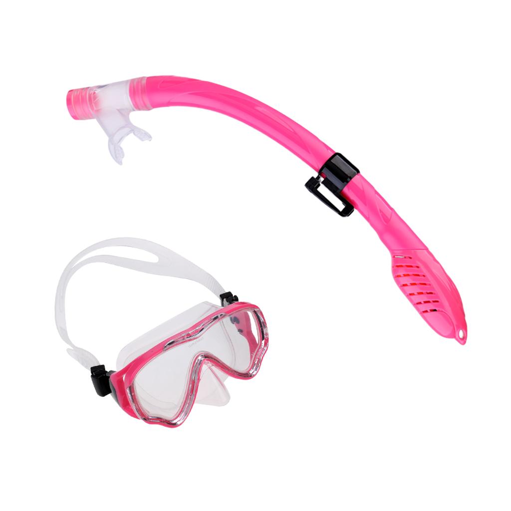 Kids Children's Scuba Diving Training Mask & Snorkel Set Clear and Pink