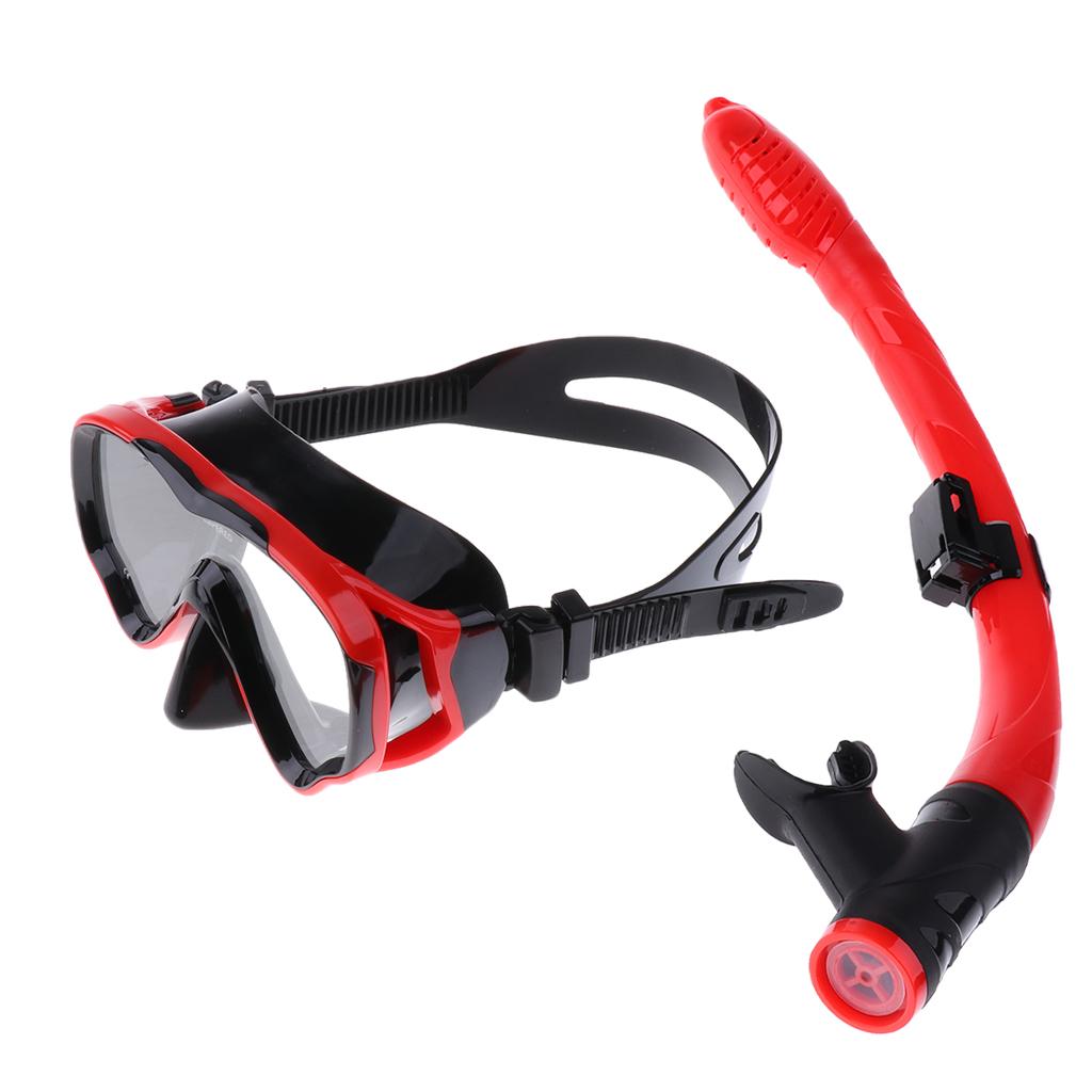 Kids Children's Scuba Diving Training Mask & Snorkel Set Black and Red