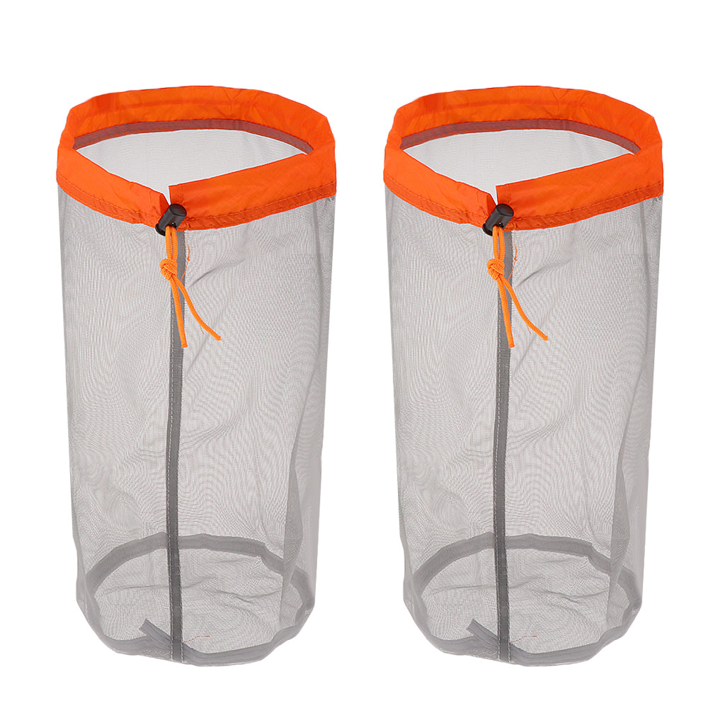 Ultra-light Mesh Stuff Sack Storage Bag for Travel Camping M Orange
