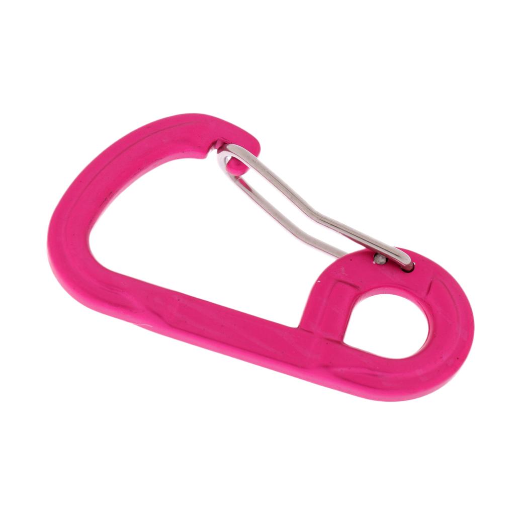 2 Pieces Climbing D-shape Carabiner Buckle Snap Clip Hook Keyring Hot Pink
