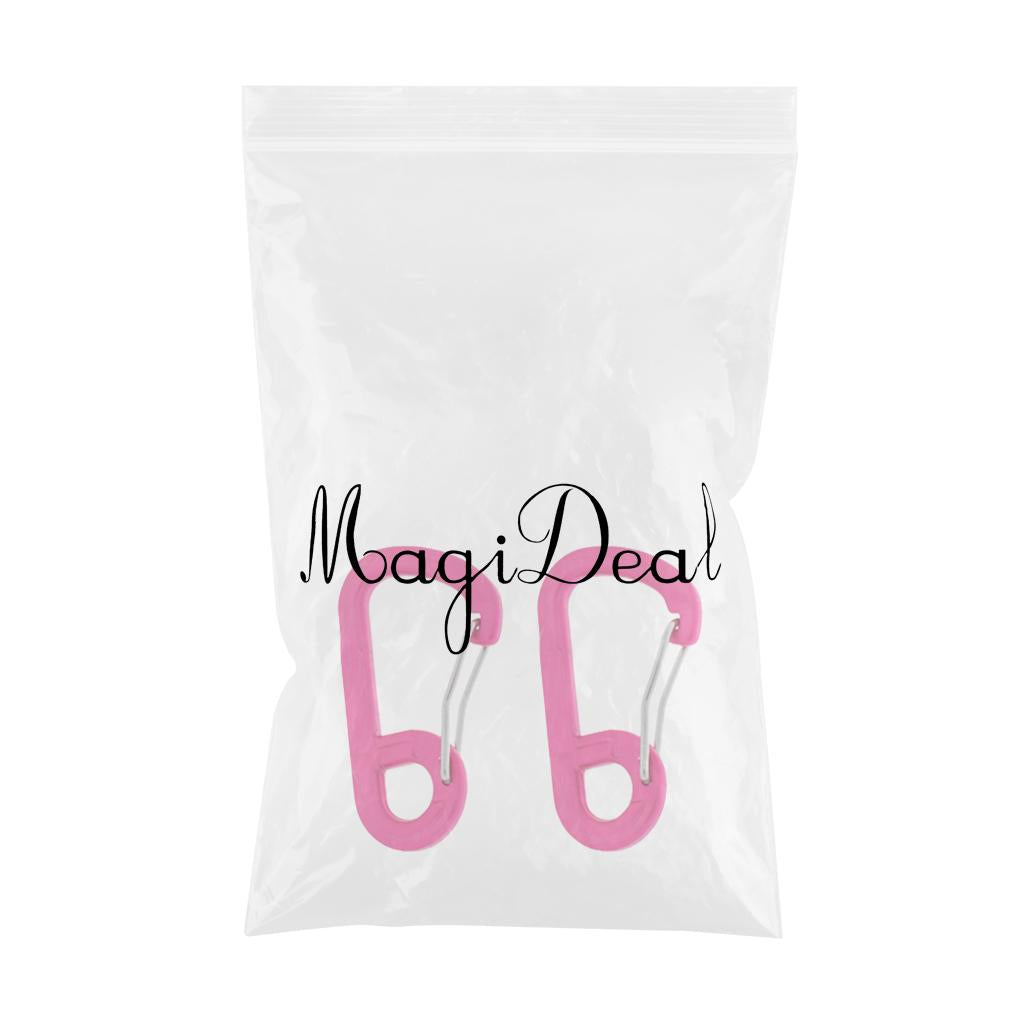 2 Pieces Climbing D-shape Carabiner Buckle Snap Clip Hook Keyring Hot Pink