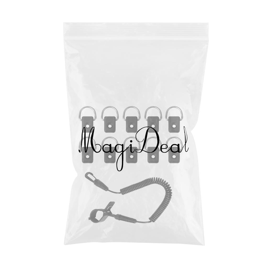 Elastic Kayak Canoe Paddle Leash + 10 Kayak D Ring Deck Fitting Accessories