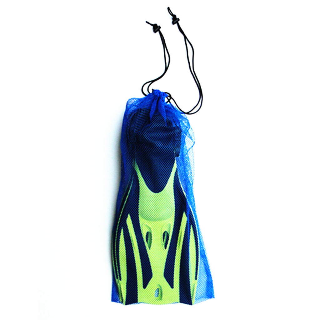 2 Pieces Snorkel Scuba Dive Swim Mask Flippers Storage Mesh Bag Blue