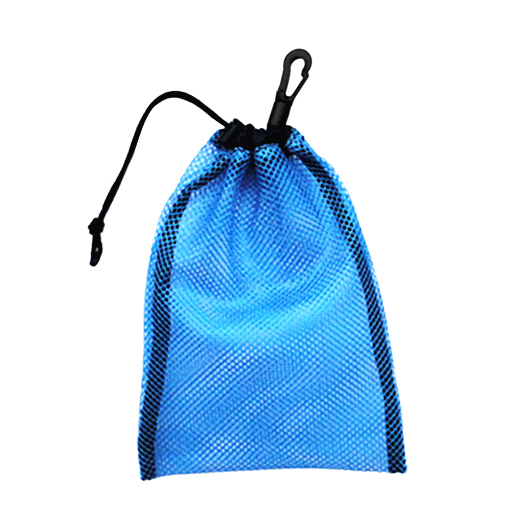 2 Pieces Snorkel Scuba Dive Swim Mask Flippers Storage Mesh Bag Blue