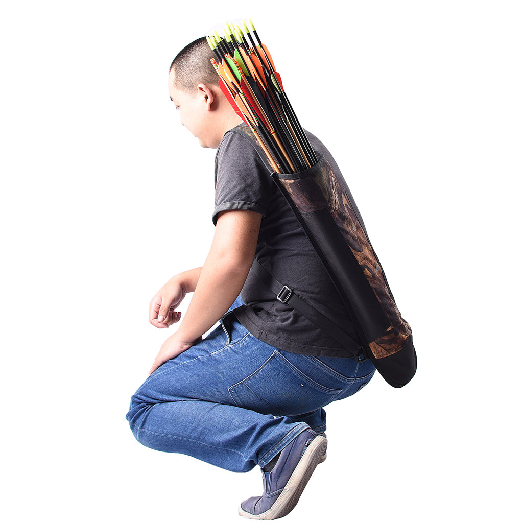 Large Capacity Archery Back Quiver Shoulder Belt Bow Arrow Holder Camouflage