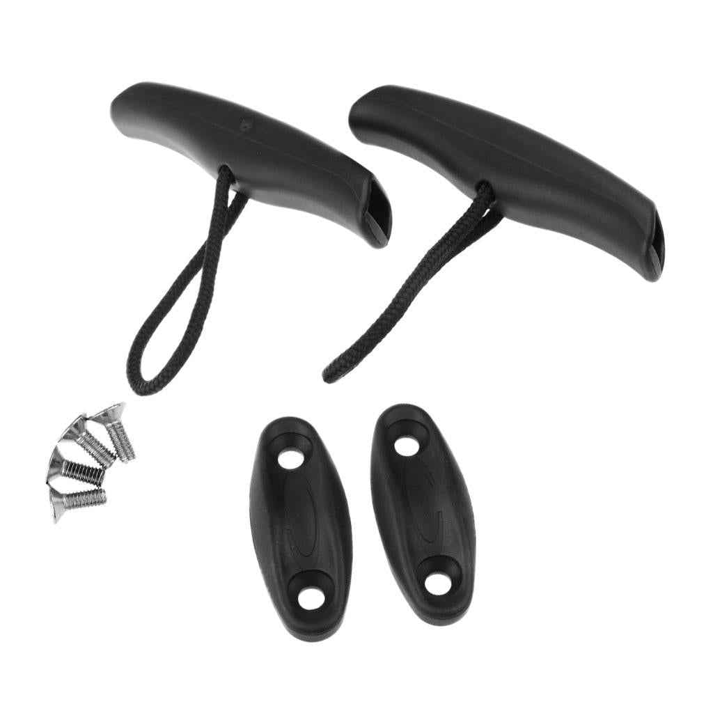 2 Pieces Canoe Kayak Boat Toggle Carry Handle Grip Replacement Cord Rope Accessories with Cord Rope & Screws for Easy Carrying - Black