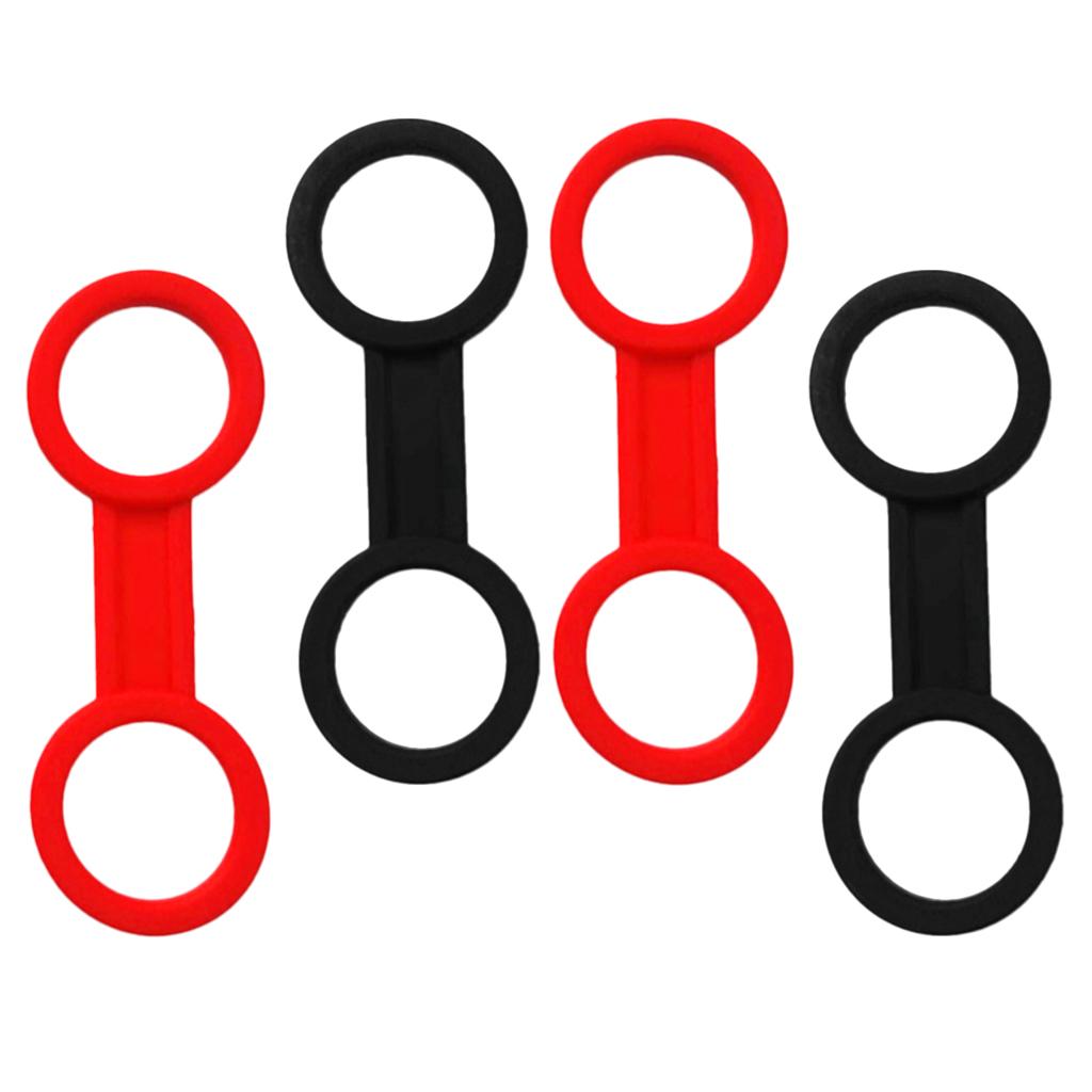 4 Pieces Scuba Diving Mask Silicone Snorkel Keeper Retainer Black and Red