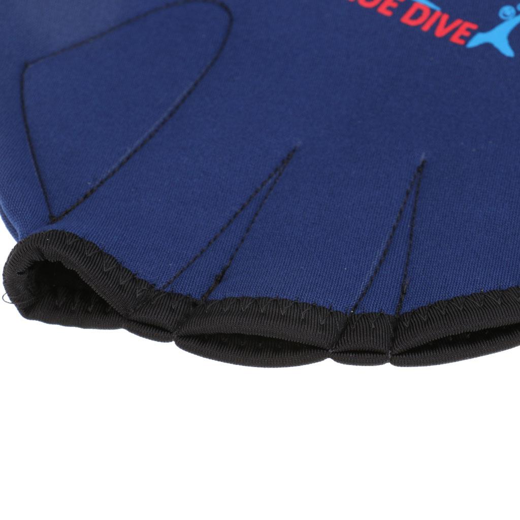 Swimming Diving Training Exercise Hand Paddle Webbed Gloves Neoprene Navy