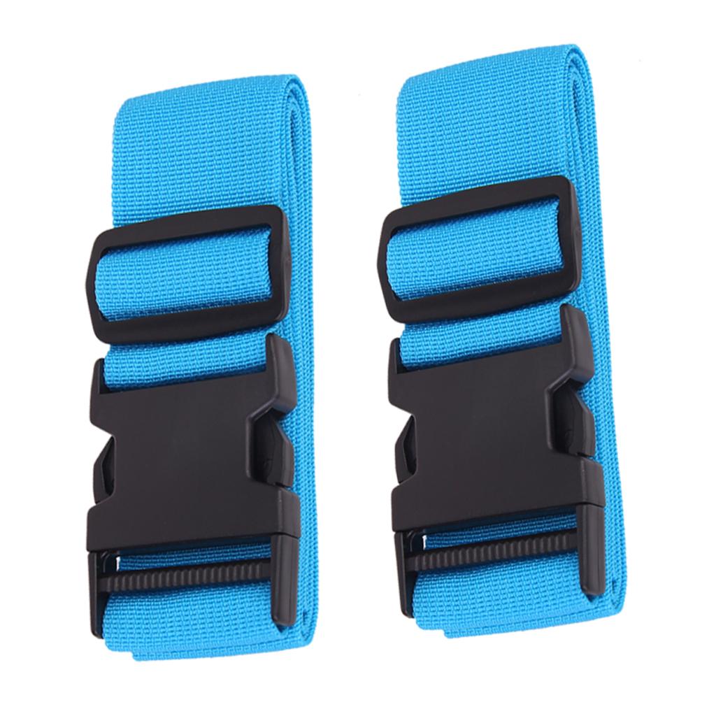 2 Pieces Luggage Straps Suitcase Belts Travel Bag Accessories Sky Blue