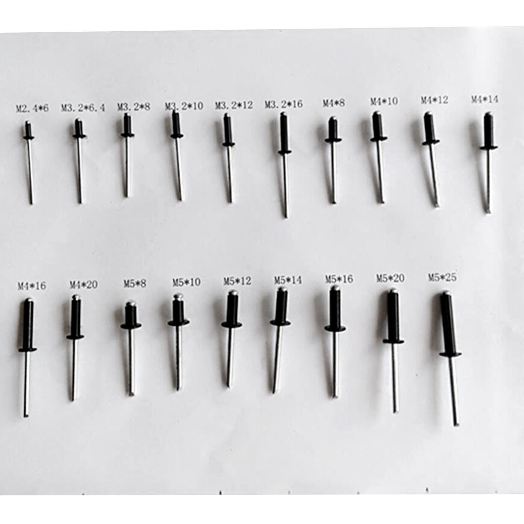 Aluminum Pop Rivets Blind Rivets Dome Head Open End Black M3.2 x 16 (36 Pack)