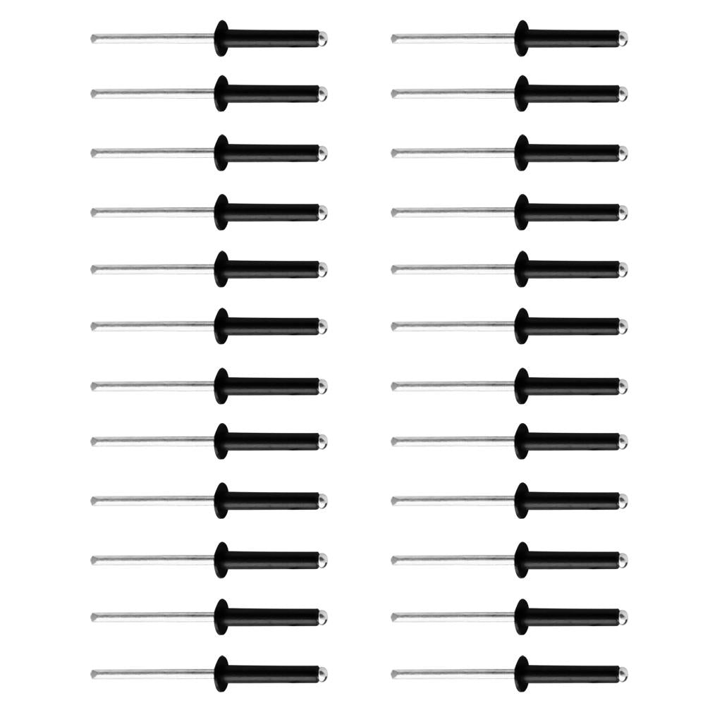 Aluminum Pop Rivets Blind Rivets Dome Head Open End Black M3.2 x 16 (24 Pack)