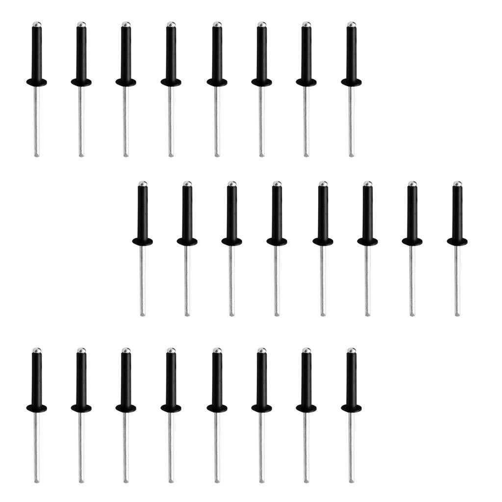 Aluminum Pop Rivets Blind Rivets Dome Head Open End Black M3.2 x 16 (24 Pack)