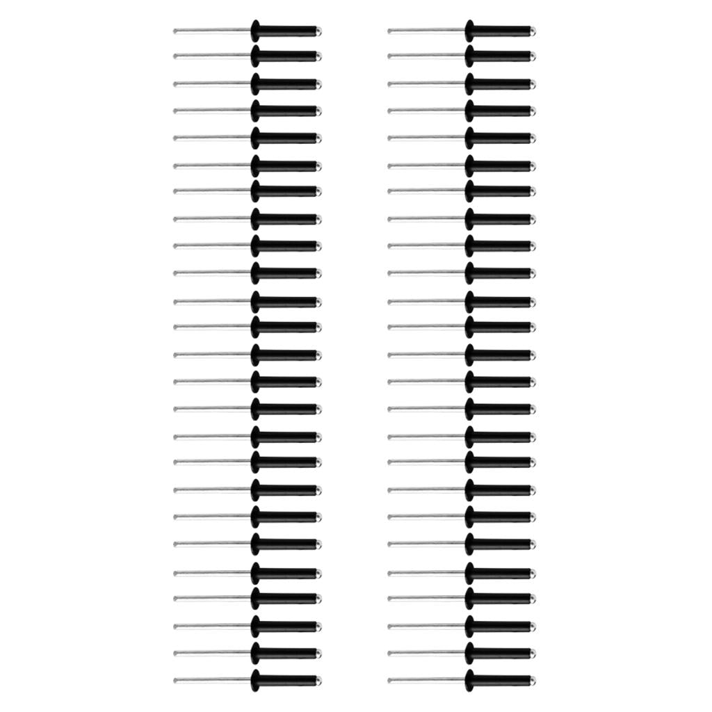 Aluminum Pop Rivets Blind Rivets Dome Head Open End Black M3.2x10 (50 Pack)