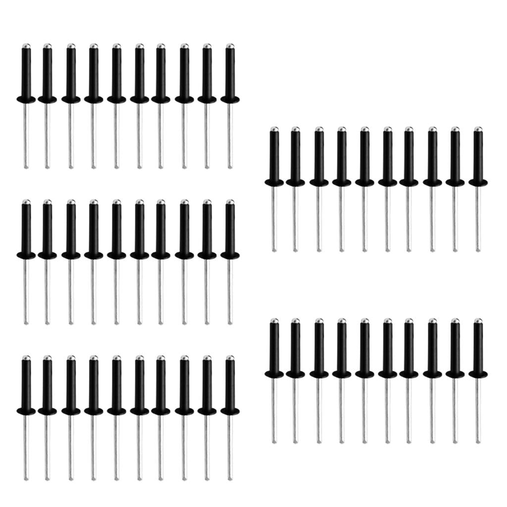 Aluminum Pop Rivets Blind Rivets Dome Head Open End Black M3.2x10 (50 Pack)