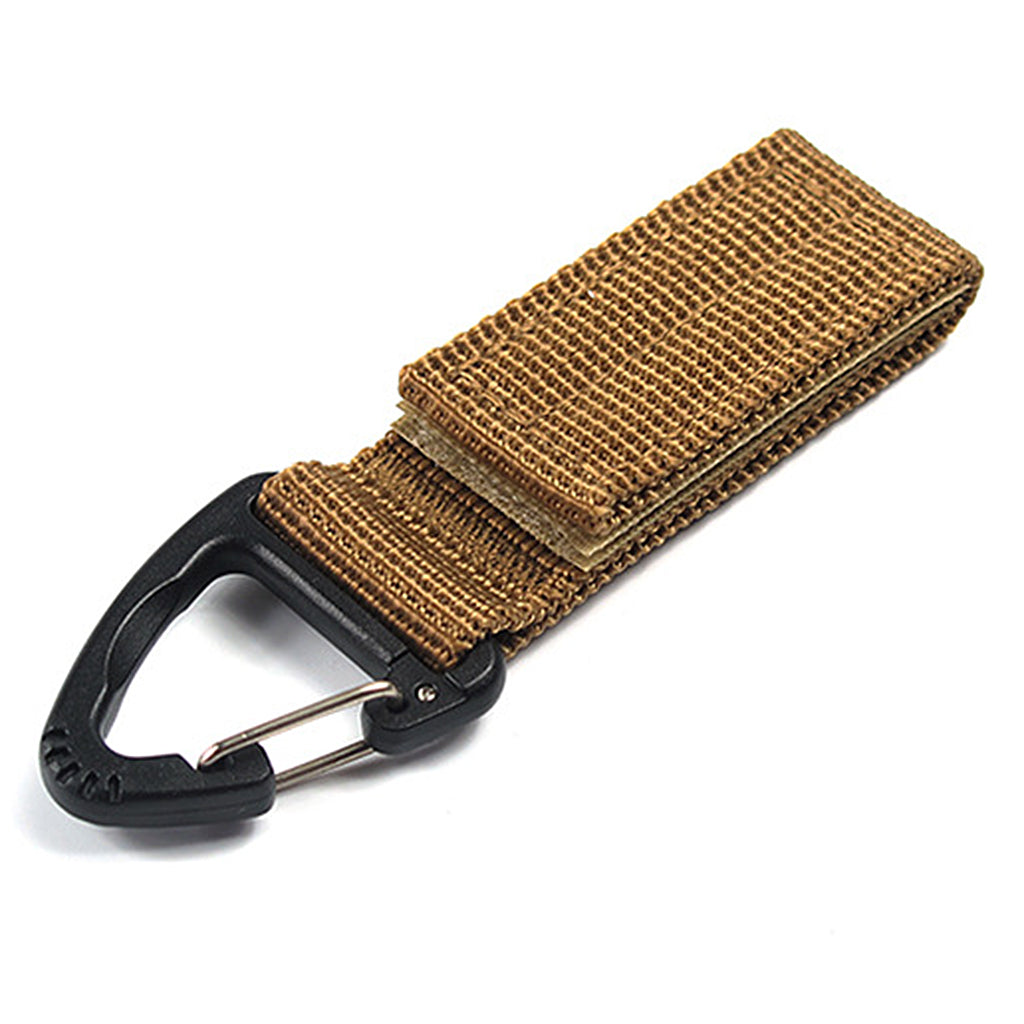 Outdoor Hiking Nylon Webbing Backpack Triangular Hanging Hook Khaki