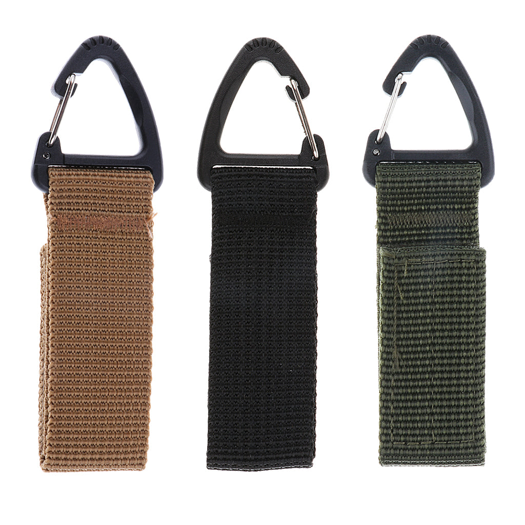 Outdoor Hiking Nylon Webbing Backpack Triangular Hanging Hook Khaki