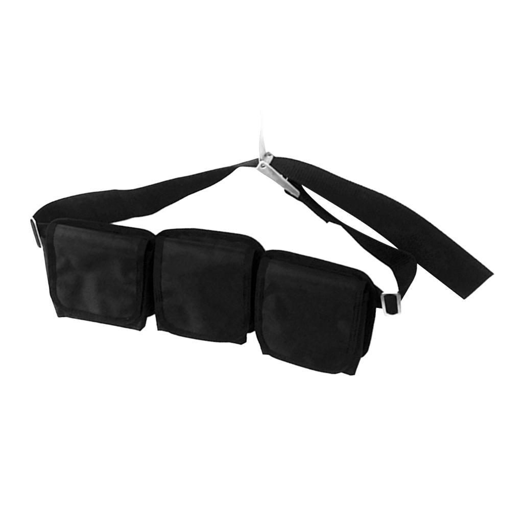 3 Pockets Scuba Diving Detachable Weight Belt Equipment with Buckle Black