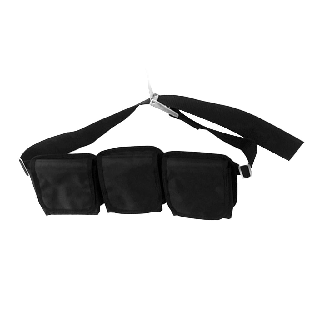 3 Pockets Scuba Diving Detachable Weight Belt Equipment with Buckle Black