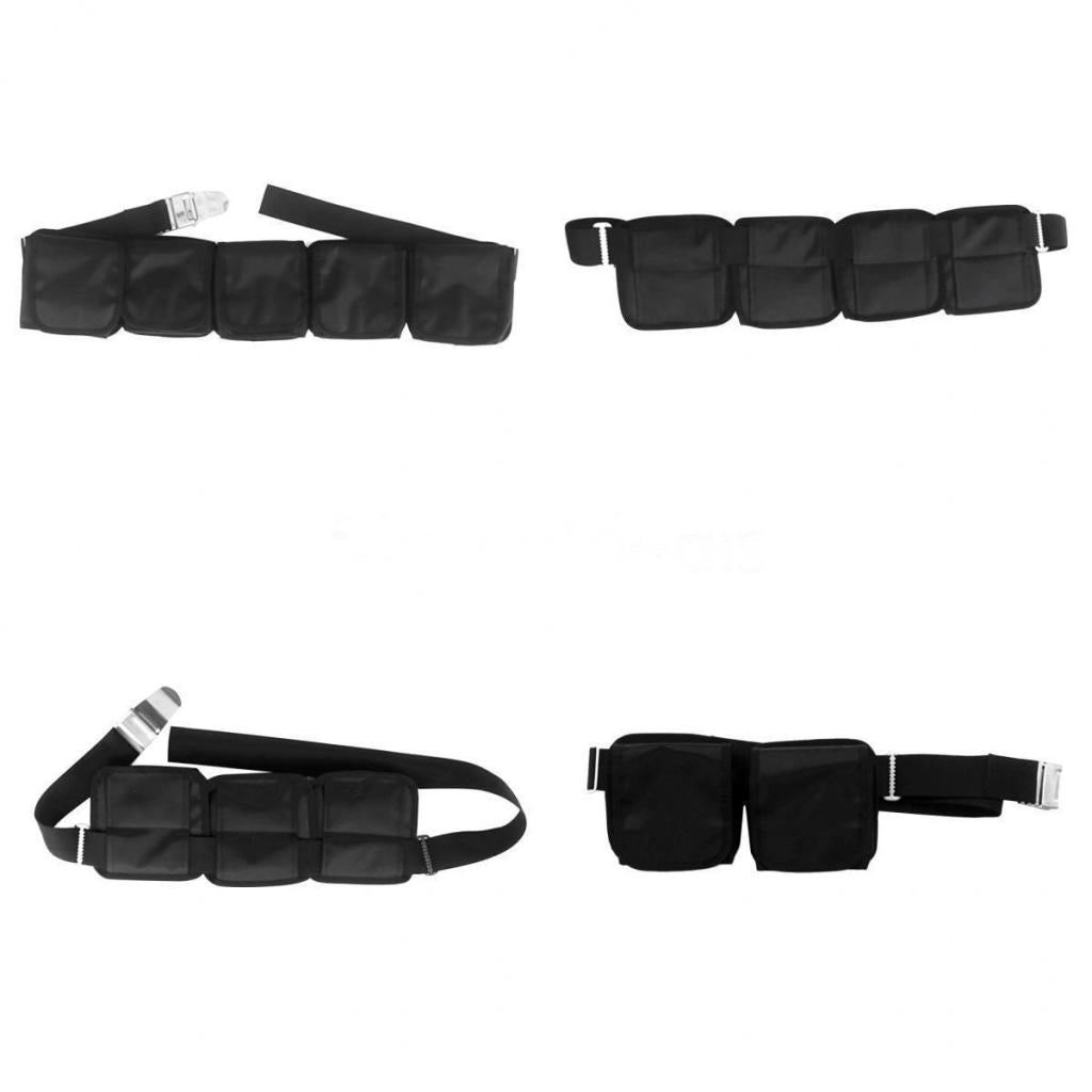 3 Pockets Scuba Diving Detachable Weight Belt Equipment with Buckle Black