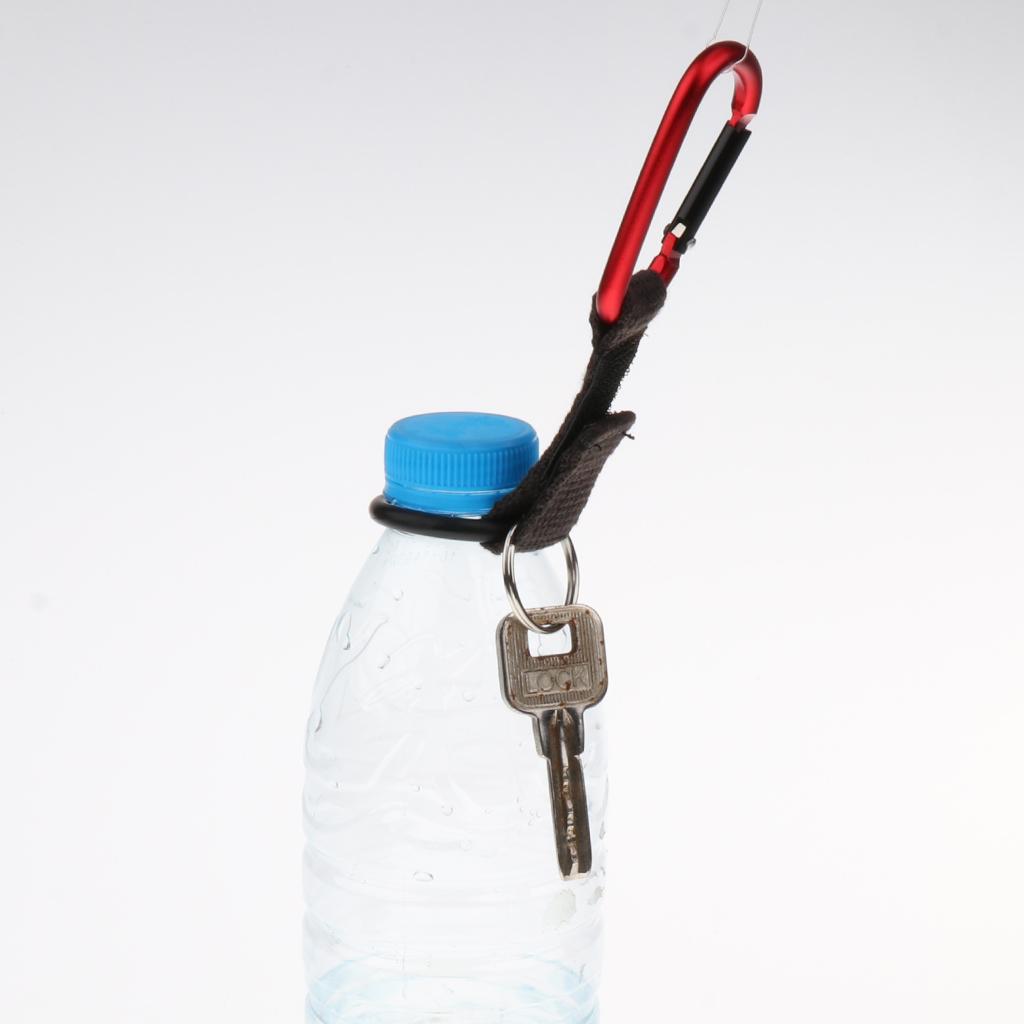 Hiking Travel Water Bottle Carabiner Clip Hook with Rubber Ring Red