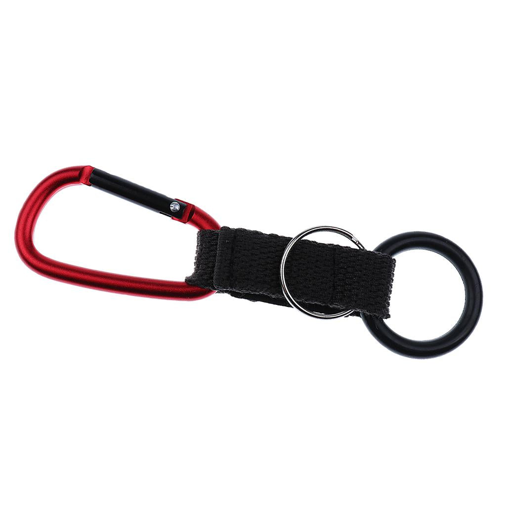 Hiking Travel Water Bottle Carabiner Clip Hook with Rubber Ring Red