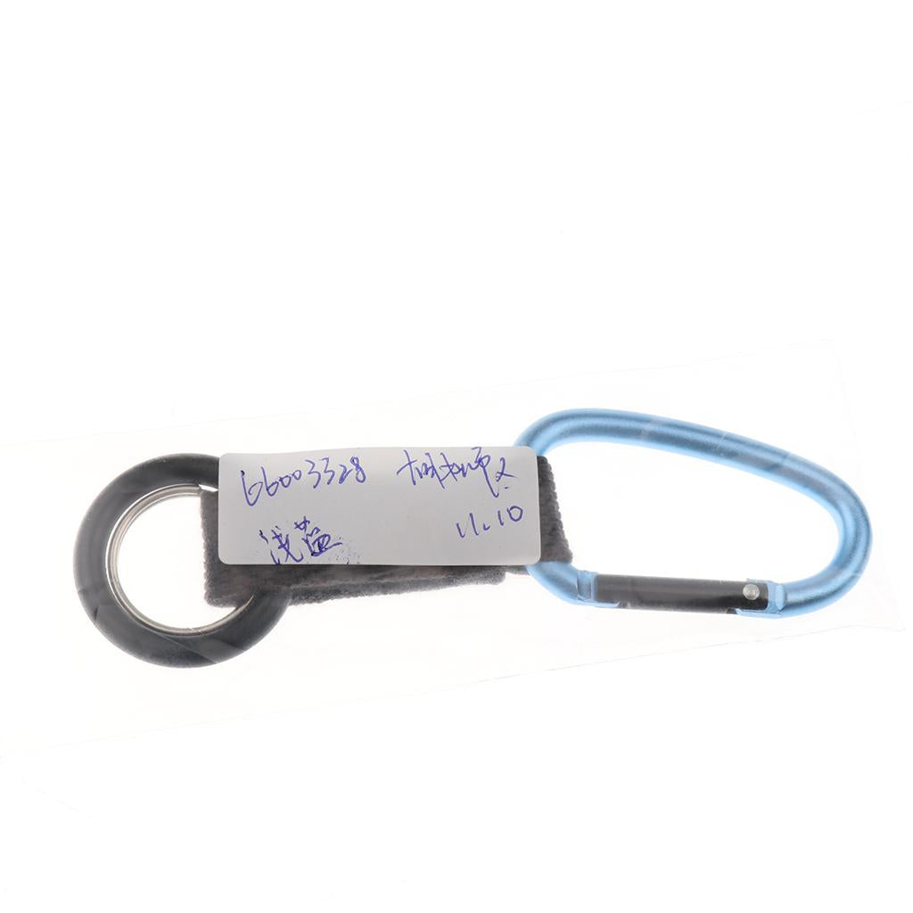 Hiking Travel Water Bottle Carabiner Clip Hook with Rubber Ring Light Blue