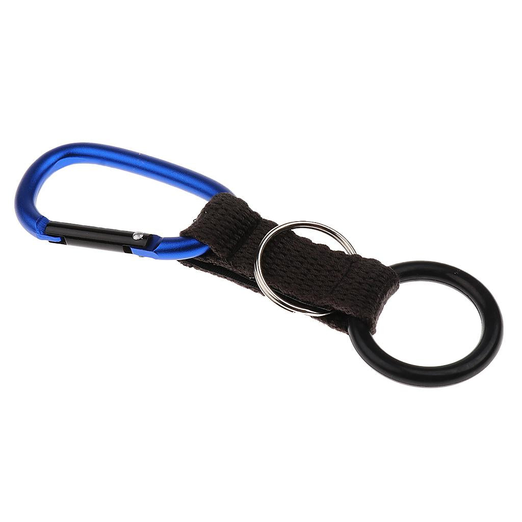 Hiking Travel Water Bottle Carabiner Clip Hook with Rubber Ring Dark Blue