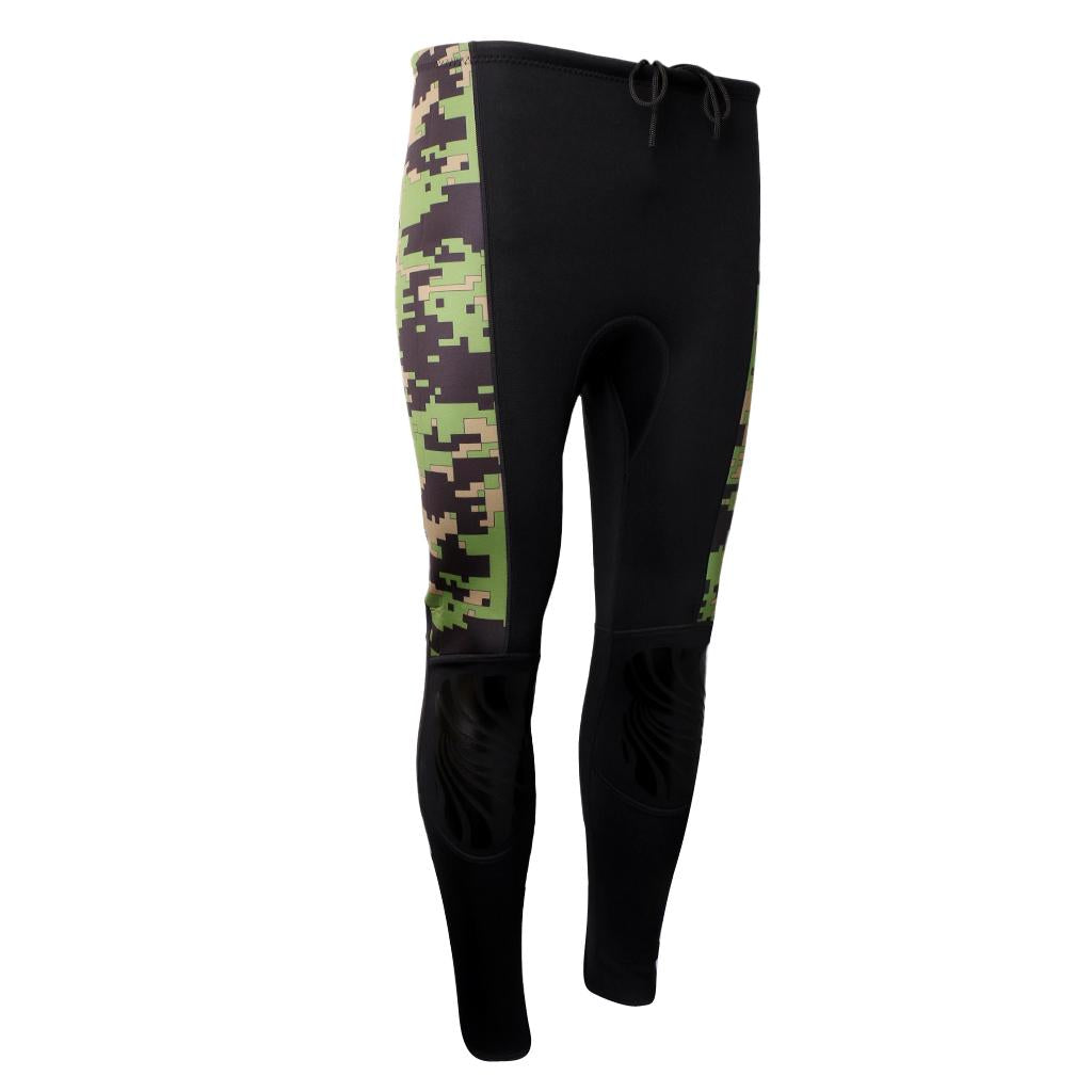 2.5mm Neoprene Green Camo Scuba Diving Snorkel Surf Wetsuit Long Pants M