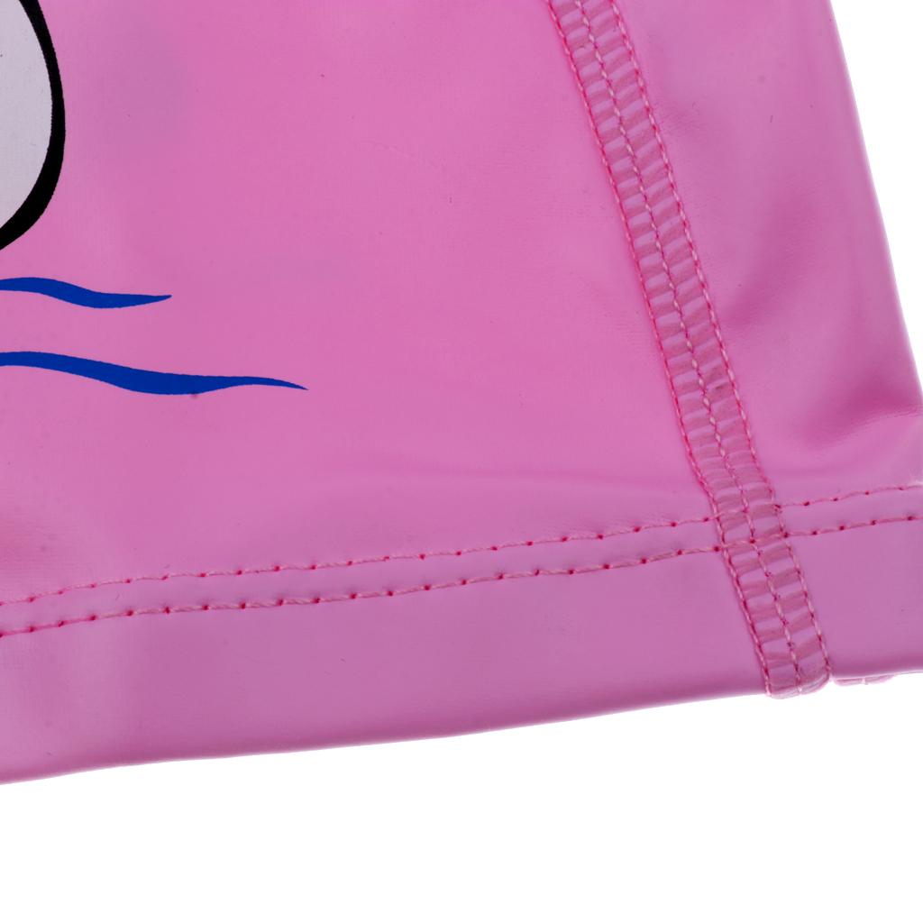 Children's Waterproof Cartoon Dolphin Swimming Cap Ear Protection Pink